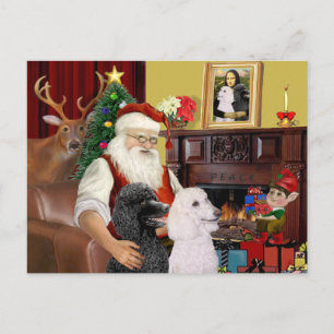 Cartes Pour Fêtes Annuelles Les 2 caniches standards du Père Noël
