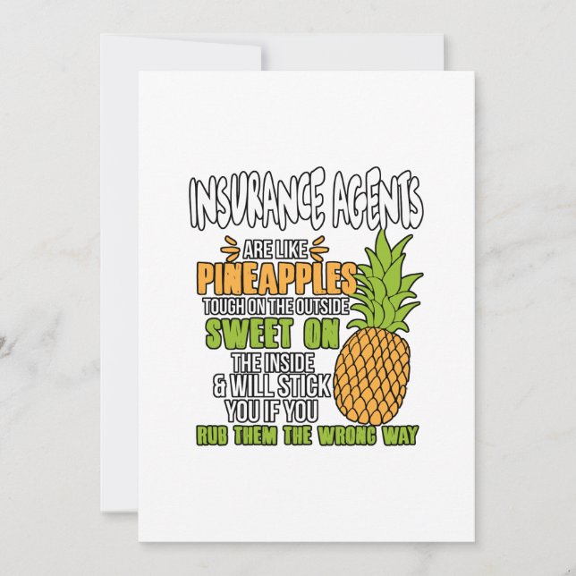 Cartes Pour Fêtes Annuelles Les Agents D'Assurance Sont Comme Des Ananas. (Devant)