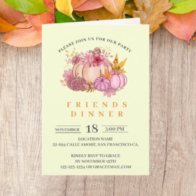 Cartes Pour Fêtes Annuelles Les amis de la citrouille donnant à dîner (Créateur téléchargé)