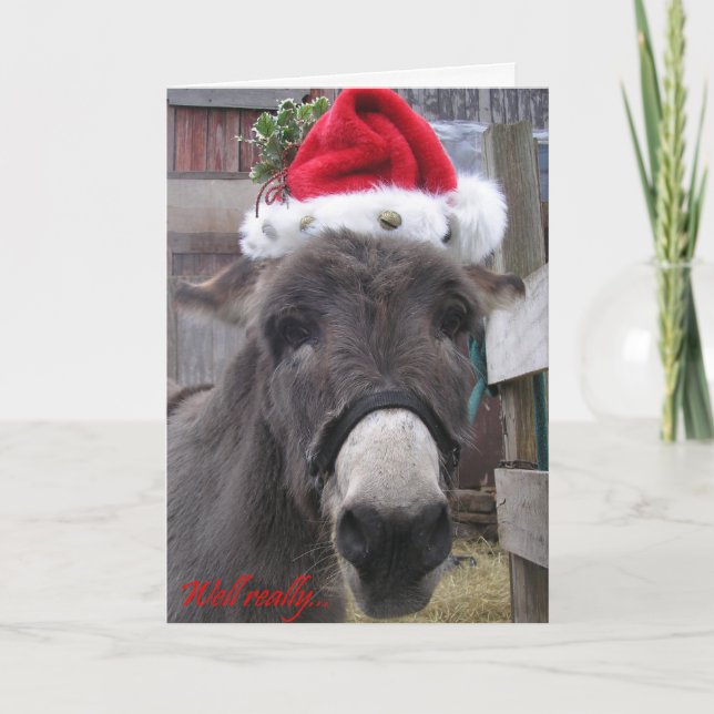 Cartes Pour Fêtes Annuelles "Les ânes font de grands Santas !" (Devant)
