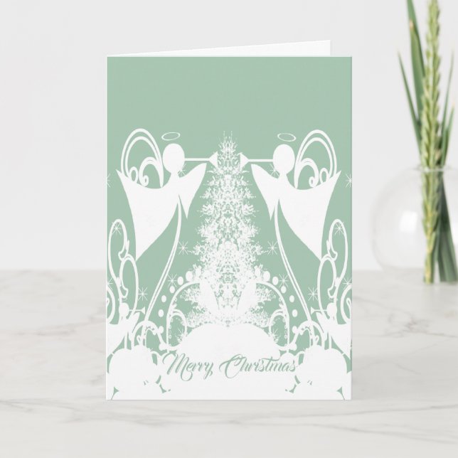 Cartes Pour Fêtes Annuelles Les anges en vert (Devant)