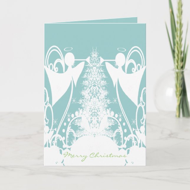 Cartes Pour Fêtes Annuelles Les anges en vert (Devant)