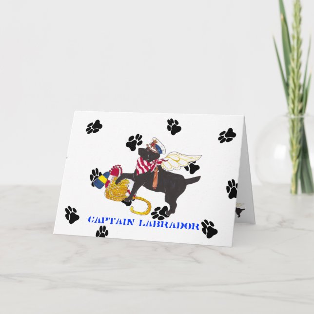Cartes Pour Fêtes Annuelles Les anges Labrador noir "os Mot " de Gulliver (Devant)