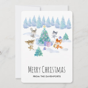 Cartes Pour Fêtes Annuelles Les Animaux De Forêt Dansant Autour De L'Arbre De 
