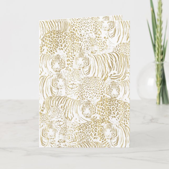 Cartes Pour Fêtes Annuelles Les animaux de tigres léopards d'or (Devant)
