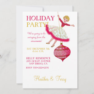 Cartes Pour Fêtes Annuelles les années 50 Lady swing sur un ornement de Noël