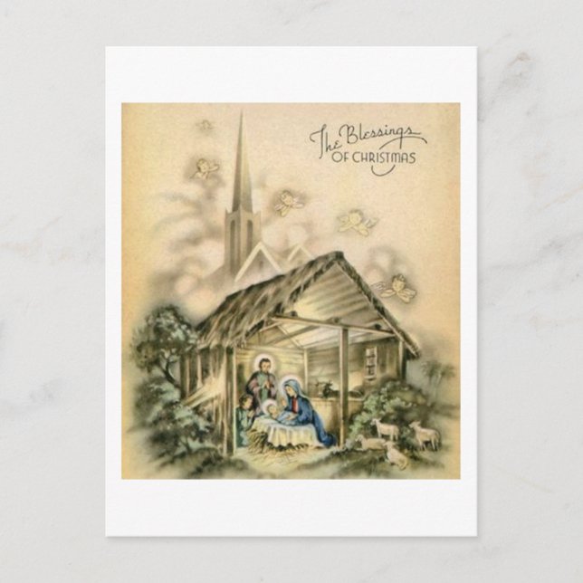 Cartes Pour Fêtes Annuelles Les bénédictions de la crèche de Noël (Devant)