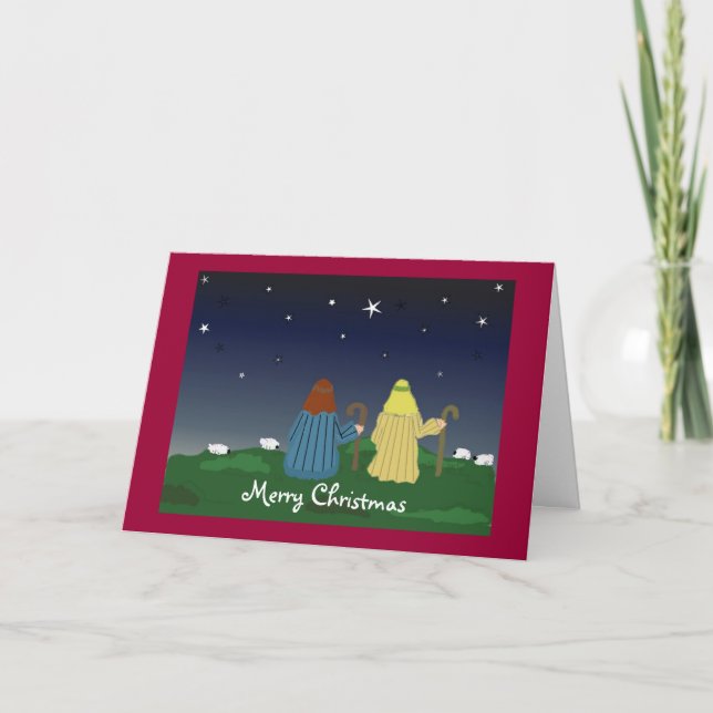 Cartes Pour Fêtes Annuelles Les bergers en attente dans les champs (Devant)