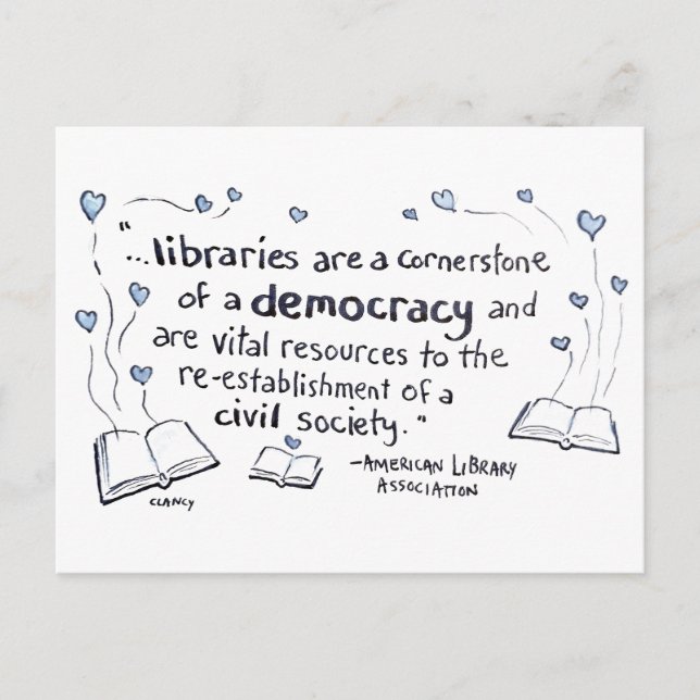 Cartes Pour Fêtes Annuelles Les bibliothèques sont la démocratie (Devant)