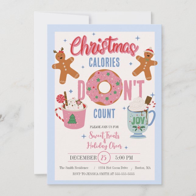 Cartes Pour Fêtes Annuelles Les calories de Noël ne comptent pas (Devant)