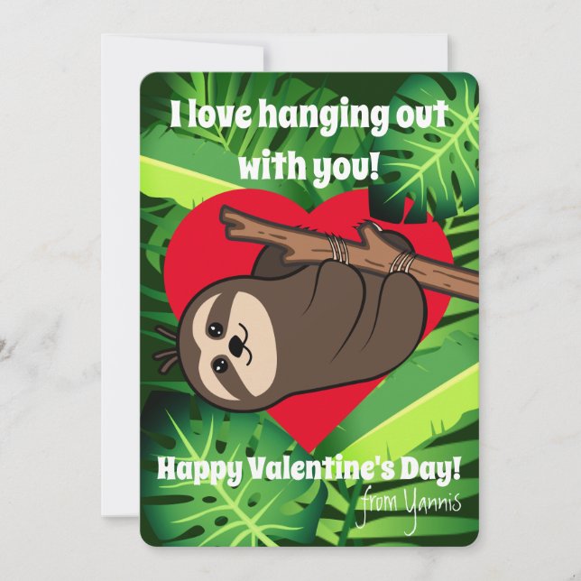 Cartes Pour Fêtes Annuelles Les camarades de classe mignonne Sloth "Amour traî (Devant)