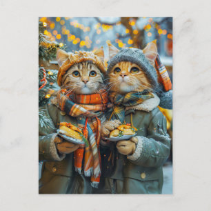 Cartes Pour Fêtes Annuelles Les chats au marché de Noël allemand