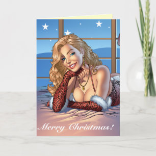Cartes Pour Fêtes Annuelles Les cheveux blonds, bleu ont observé