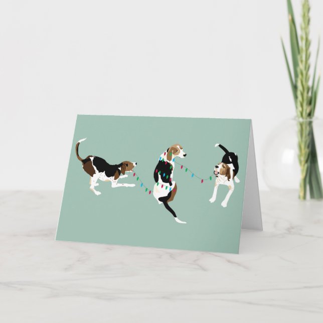 Cartes Pour Fêtes Annuelles Les Coonhounds décorent (Devant)