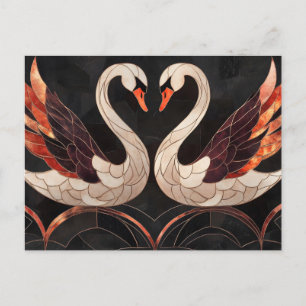 Cartes Pour Fêtes Annuelles Les cygnes Art déco élégants qui forment un coeur