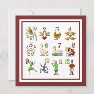Cartes Pour Fêtes Annuelles Les Douze Jours de Noël Votre Couleur de Frontière