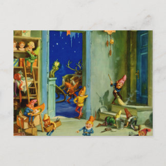 Cartes Pour Fêtes Annuelles Les elfes de Père Noël travaillant à son atelier