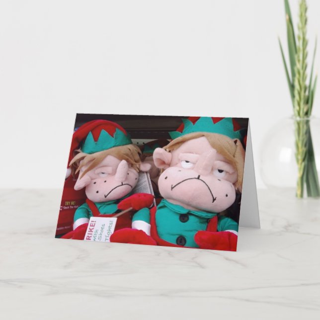 CARTES POUR FÊTES ANNUELLES LES ELVES EN GRÈVE / "VOUS" MANQUANT À NOËL (Devant)