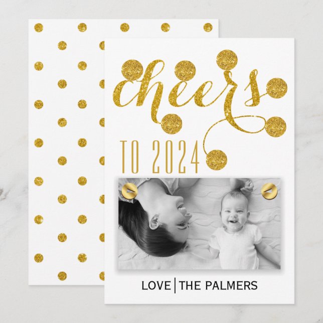 Cartes Pour Fêtes Annuelles Les encouragements modernes à la parties scintilla (Devant / Derrière)