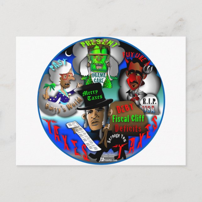 Cartes Pour Fêtes Annuelles Les Fantômes de Noël d'Obama (Devant)