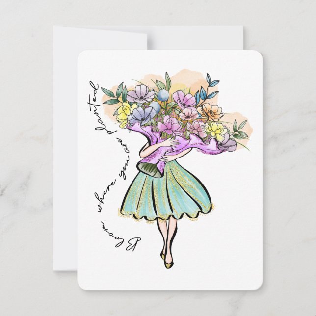 Cartes Pour Fêtes Annuelles les femmes fleurissent où vous êtes plantés motiva (Devant)