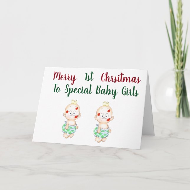 CARTES POUR FÊTES ANNUELLES ***LES FILLES BÉBÉS VICTIMES*** ONT ***1ÈRE NOËL** (Devant)
