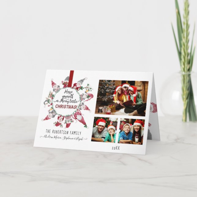 Cartes Pour Fêtes Annuelles Les Gnomes Joyeux Petits Noël (Devant)