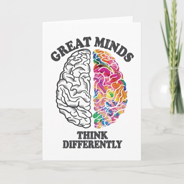 Cartes Pour Fêtes Annuelles Les grands esprits pensent différemment Cerveau (Devant)