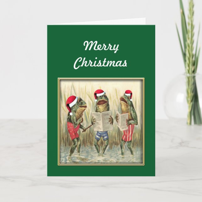 Cartes Pour Fêtes Annuelles Les grenouilles chantent Joyeux Noël (Devant)