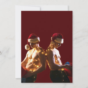 Cartes Pour Fêtes Annuelles Les hommes torse nu de SlipperyJoe, Noël