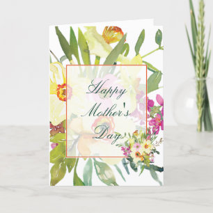 Cartes Pour Fêtes Annuelles Les jonquilles d'aquarelle coutume Fête des Mères
