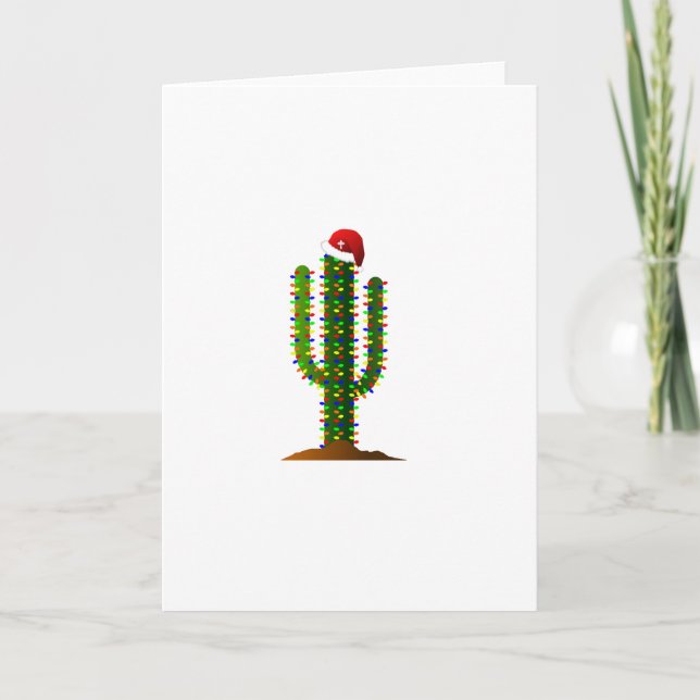 Cartes Pour Fêtes Annuelles Les lumières de Noël de l'Arizona Saguaro Cactus (Devant)