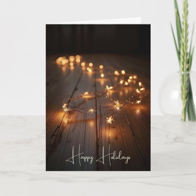 Cartes Pour Fêtes Annuelles Les lumières des vacances brillent sur le parquet (Devant)