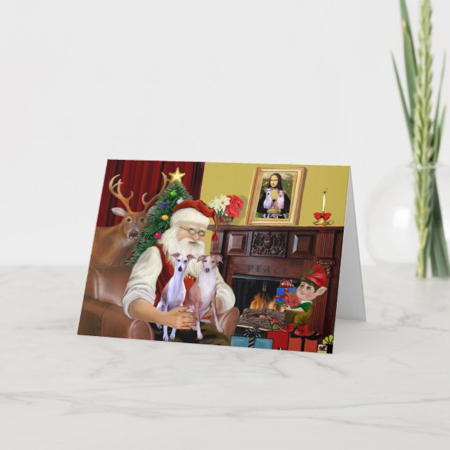 Cartes Pour Fêtes Annuelles Les marionnettes de Père Noël (Devant)