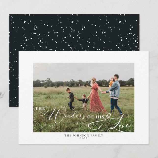 Cartes Pour Fêtes Annuelles Les merveilles de son amour Script photo (Devant / Derrière)