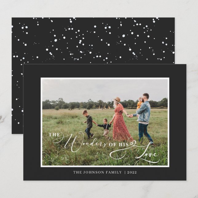 Cartes Pour Fêtes Annuelles Les merveilles de son amour Script photo simple (Devant / Derrière)