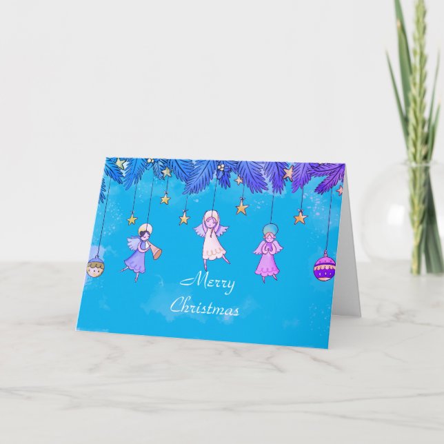 Cartes Pour Fêtes Annuelles Les mignons anges caricaturaux (Devant)