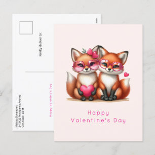 Cartes Pour Fêtes Annuelles Les mignons renards orange en amour Saint-Valentin
