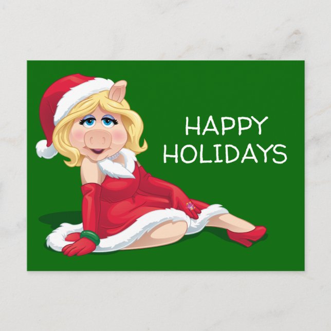 Cartes Pour Fêtes Annuelles Les Muppets | Mlle Piggy Santa Claus (Devant)