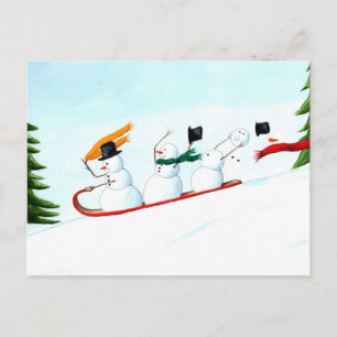 Cartes Pour Fêtes Annuelles Les neigeurs en traîneau