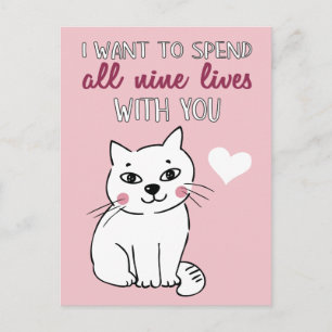 Cartes Pour Fêtes Annuelles Les neuf vies avec vous chat romantique Valentines