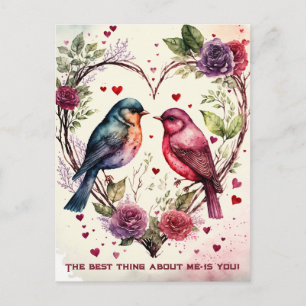 Cartes Pour Fêtes Annuelles Les oiseaux d'aquarelle de Valentine