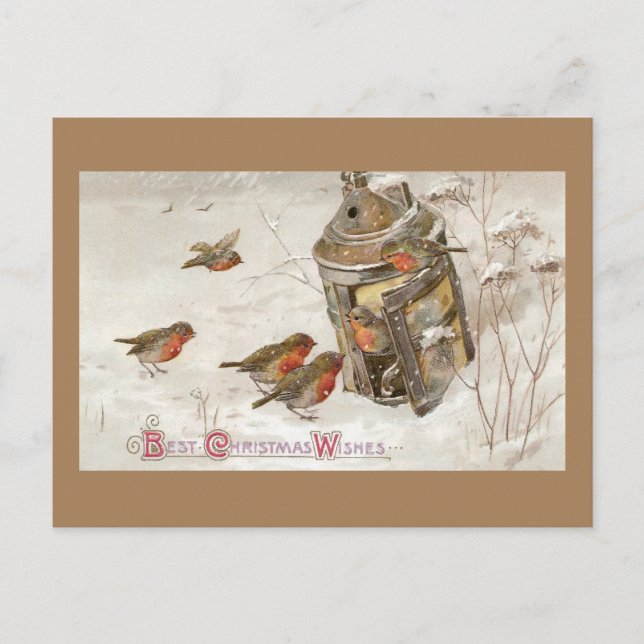 Cartes Pour Fêtes Annuelles Les oiseaux trouvent refuge dans Lantern Noël Vint (Devant)