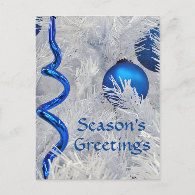 Cartes Pour Fêtes Annuelles Les ornements bleus de Noël cutomize (Devant)