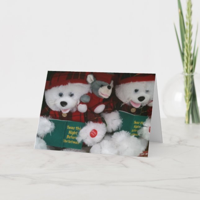 CARTES POUR FÊTES ANNUELLES LES OURS DE CAROLEMENT CHANTENT JEUNE NOËL (Devant)