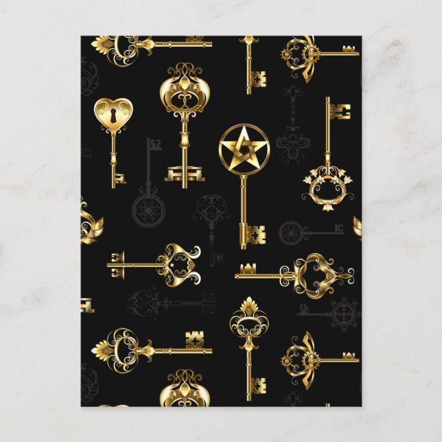 Cartes Pour Fêtes Annuelles Les Patters de Seamless avec Golden Keys (Devant)