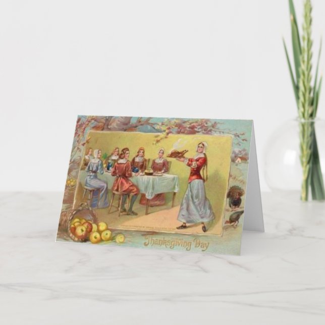 Cartes Pour Fêtes Annuelles Les pèlerins célèbrent Thanksgiving (Devant)