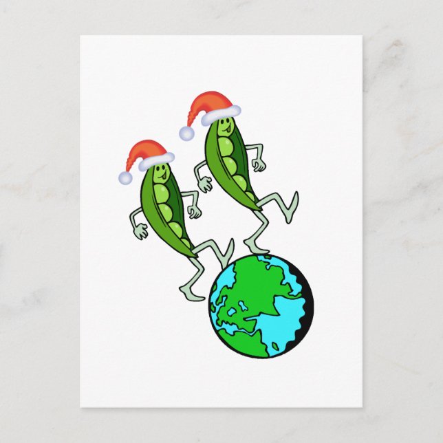 Cartes Pour Fêtes Annuelles Les petits pois en vacances sur Terre (Devant)