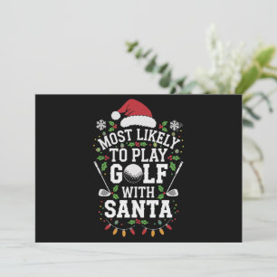 Cartes Pour Fêtes Annuelles Les Plus Probables De Jouer Au Golf Avec Père Noël