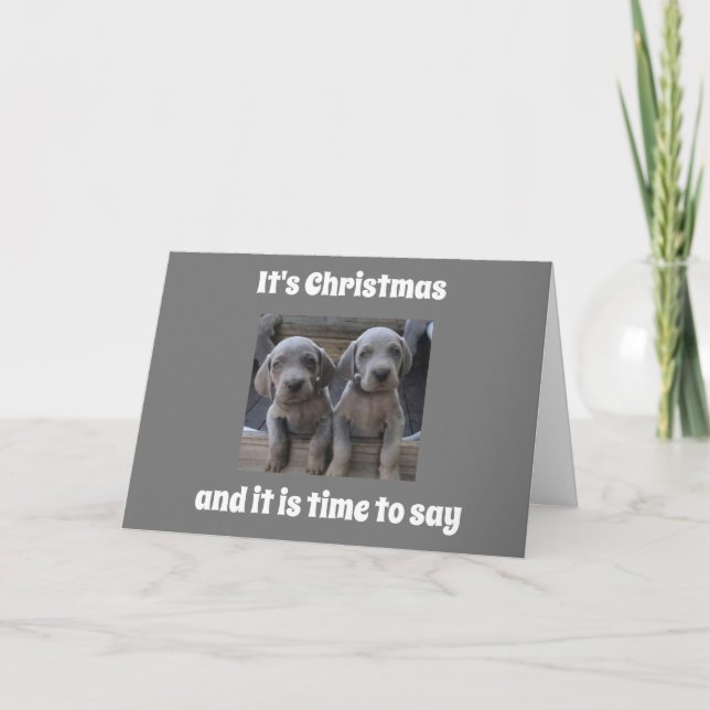 CARTES POUR FÊTES ANNUELLES LES PUPIES ENVOIENT DES SOUHAITS DE NOËL DOUBLES (Devant)